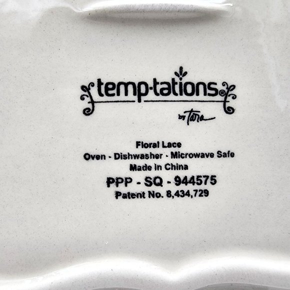 Tara Temptations Square Salad Dessert Plate Floral Lace Blue Hand Painted 6.2 in - Picture 5 of 8